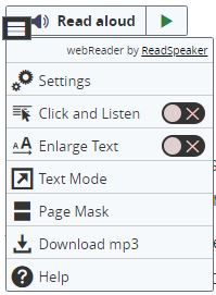Button Read aloud and Menu, ReadSpeaker Button Read aloud and Menu, ReadSpeaker