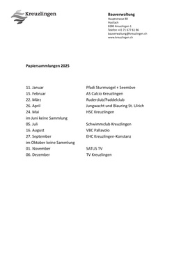 Termine Papiersammlung 2025