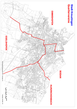 Stadtplan Kreuzlingen, Quartiergrenzen Citymap Kreuzlingen, Quartiersgrenzen
